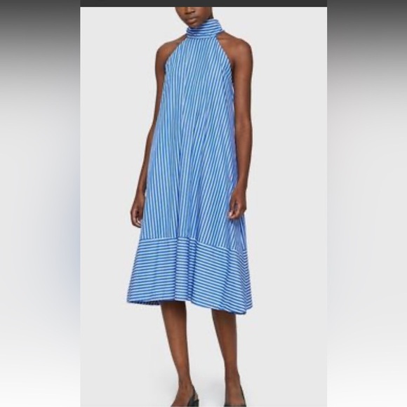 NEW FABIANA PIGNA women's dress in striped indigo M - Picture 2 of 10